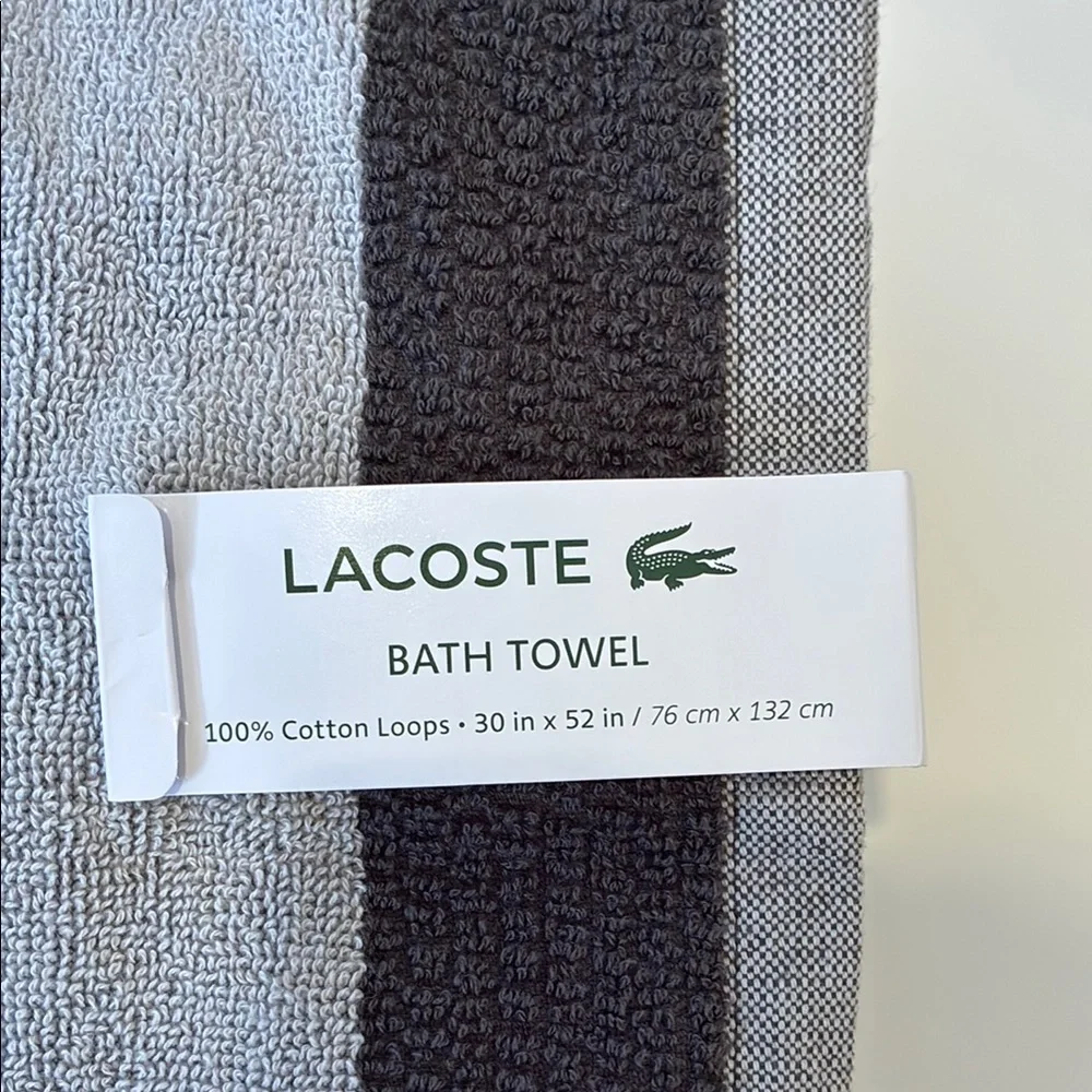 Lacoste Silver and Gray Bath Towels Luxurious Softness